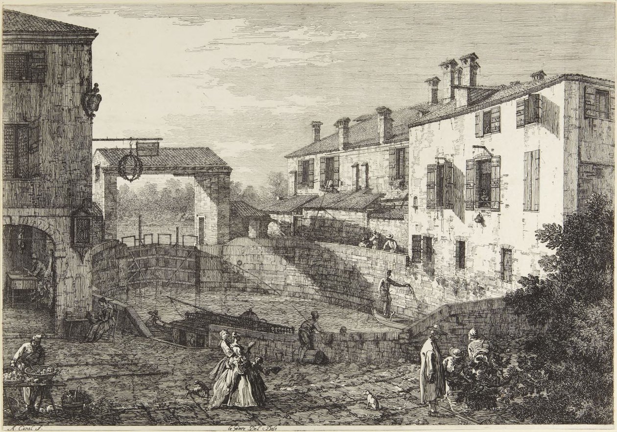 Portene i Dolo av Canaletto