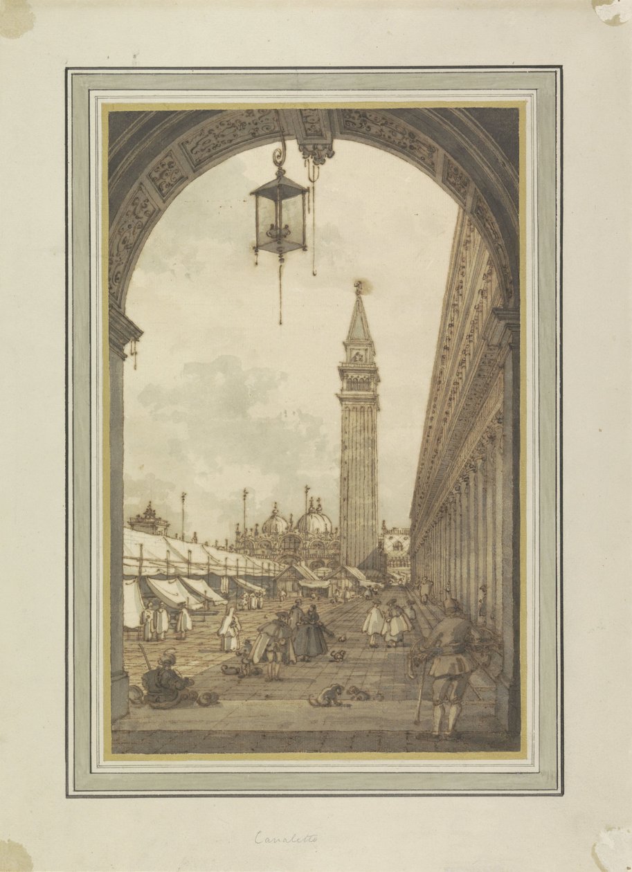 Piazza San Marco, Venezia, sett fra sør-vest Piazza San Marco møtte Campanile en San Marco te Venetië av Canaletto