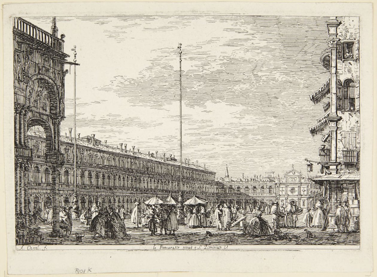 Piazza San Marco med Procuratie Nuove og San Geminiano av Canaletto
