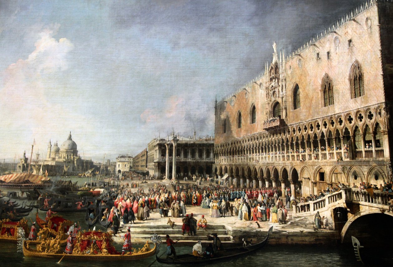 'Mottakelse av den franske ambassadøren i Venezia', 1726-1727 av Canaletto