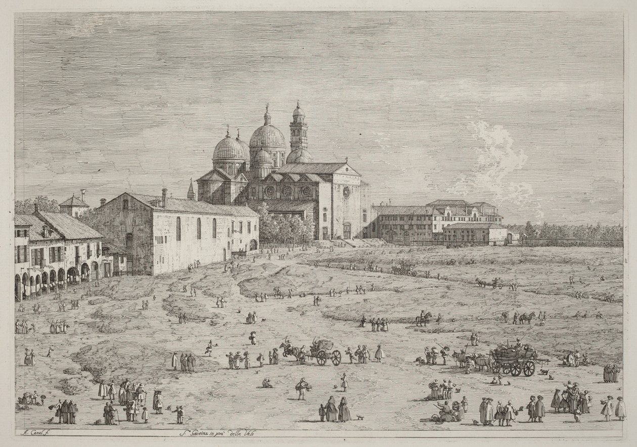 Santa Giustina i Prà della Valle av Canaletto