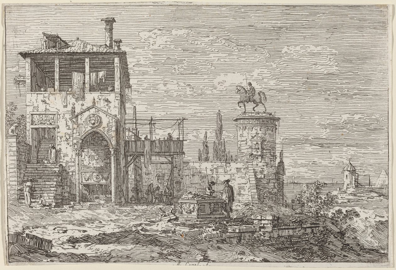 Ryttermonumentet, ca. 17351746. av Canaletto