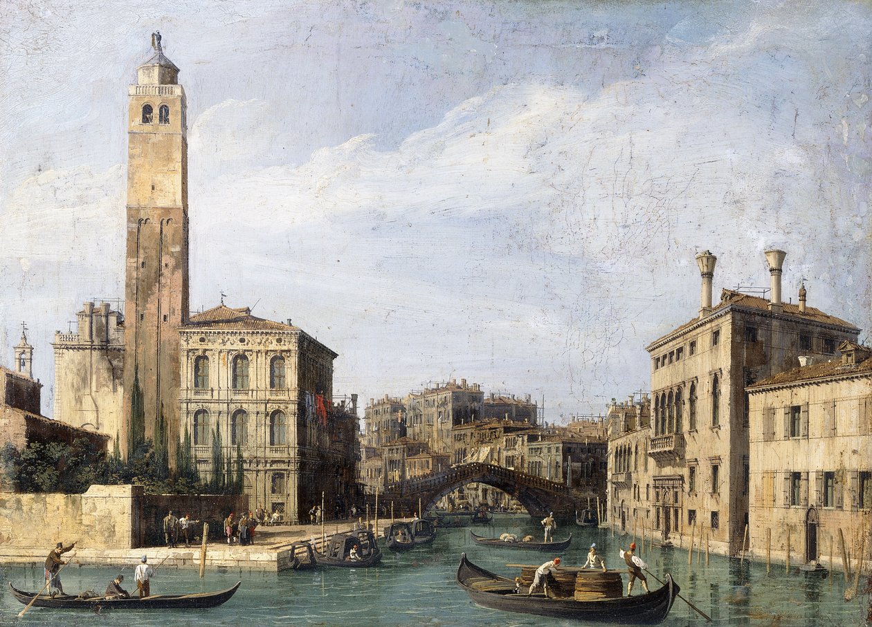 Canal Grande med San Geremia, Palazzo Labia og inngangen til Cannaregio, ca. 1726-1730 av Giovanni Antonio Canal