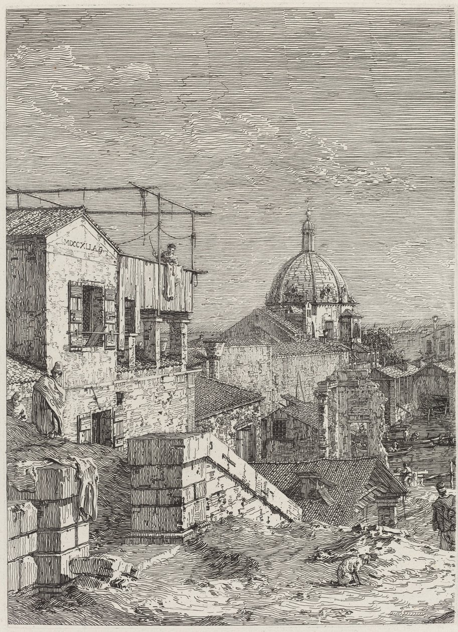 Huset med inskripsjonen [til venstre] av Canaletto