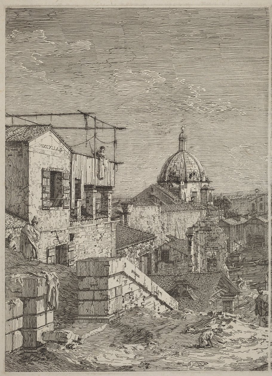 Huset med inskripsjonen [til venstre] av Canaletto