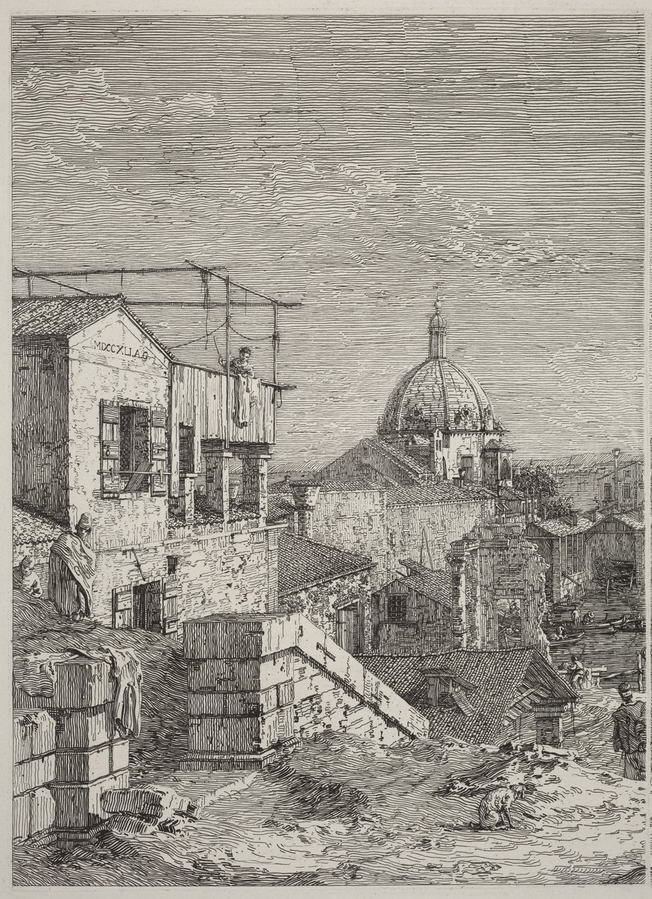 Huset med inskripsjonen [til venstre] av Canaletto