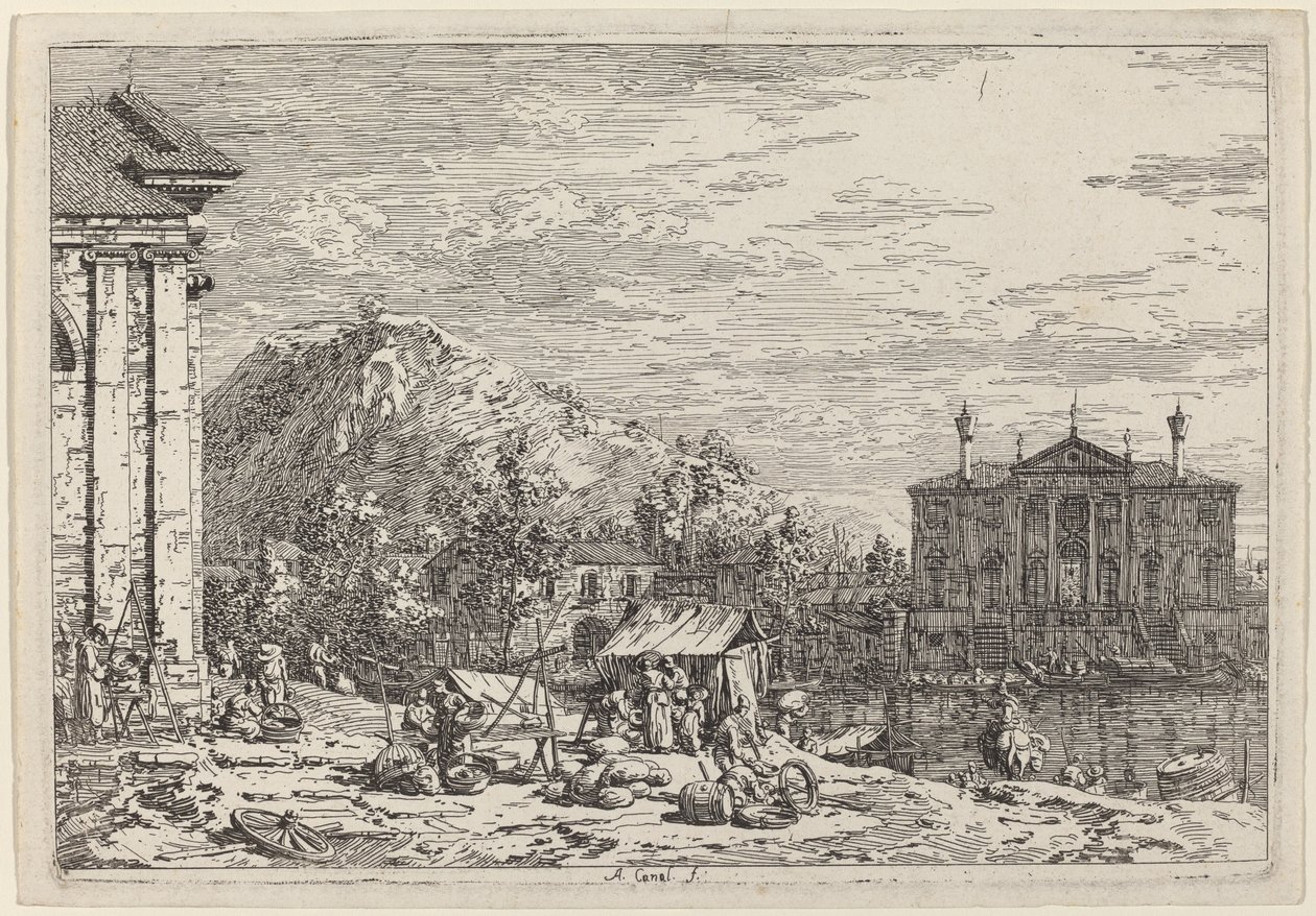 Markedet på Dolo av Canaletto