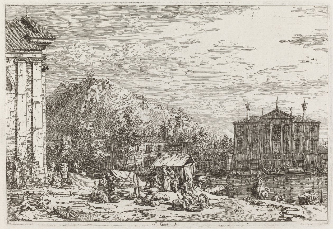 Markedet i Dolo [nederst til venstre] av Canaletto