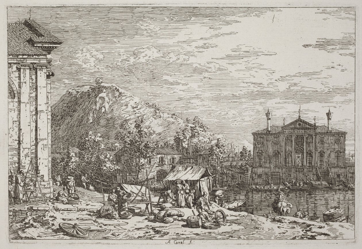 Markedet i Dolo [nederst til venstre] av Canaletto