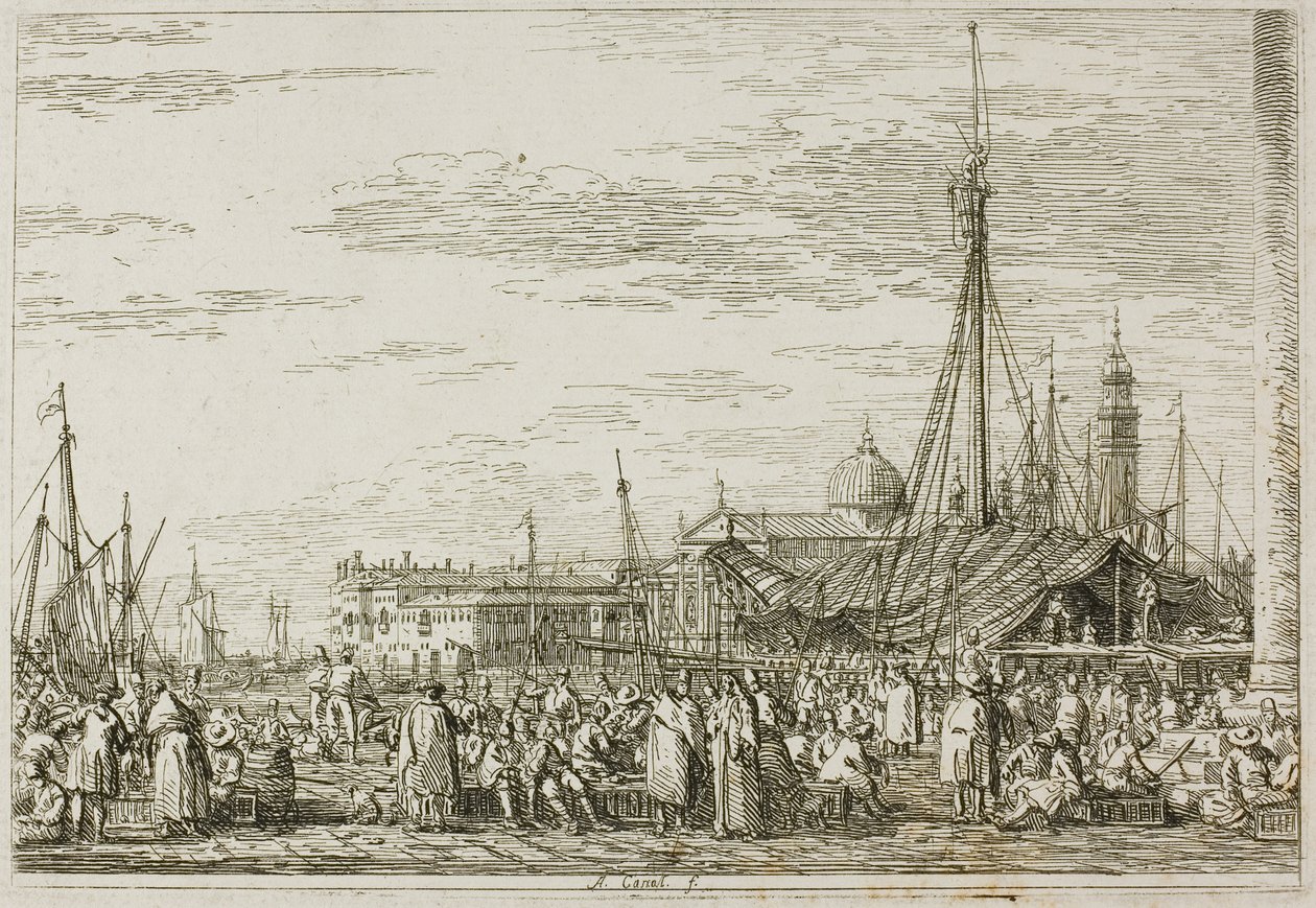Markedet på Molo, fra Vedute av Canaletto