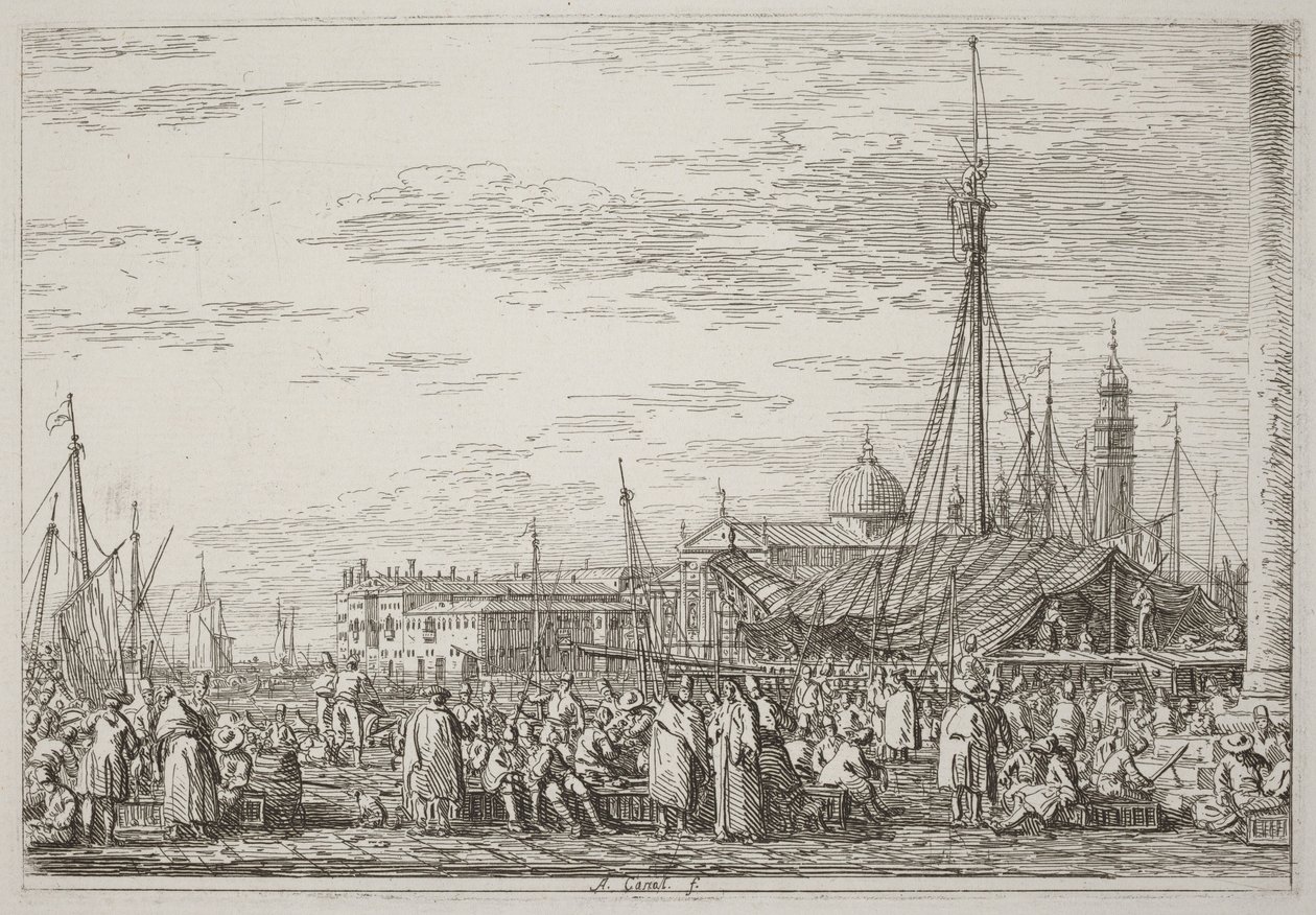 Markedet på Moloen [øverst til venstre] av Canaletto