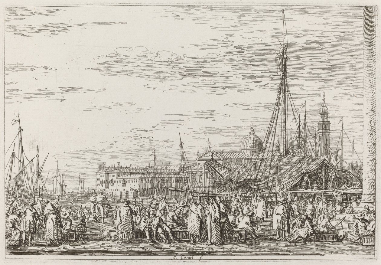 Markedet på Molo [øverst til venstre], ca. 17351746. av Canaletto