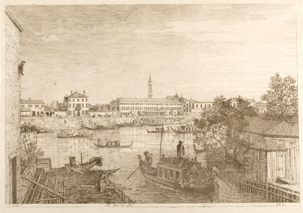 Havnen i Dolo, fra serien «Utsikter» av Canaletto