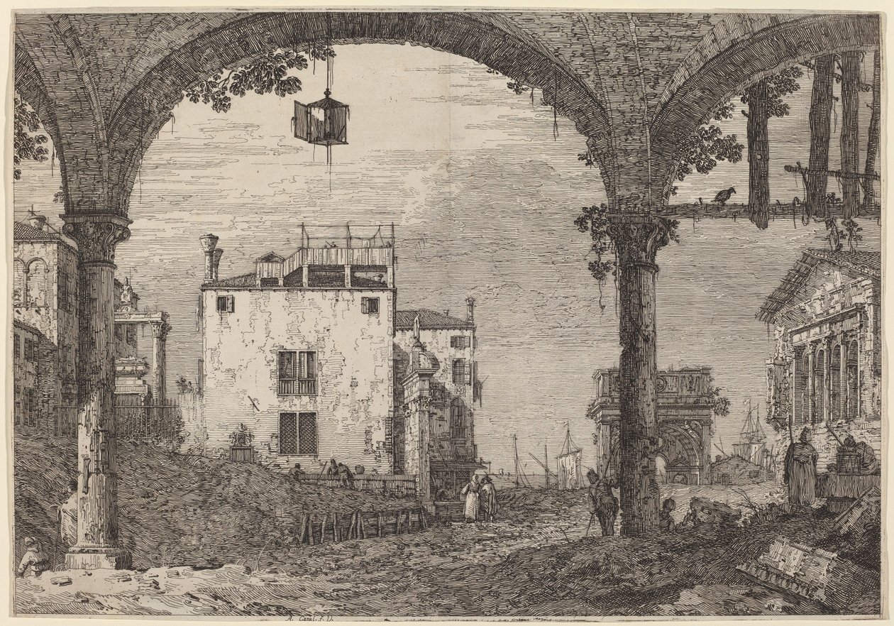Portikoen med lykten, ca. 17351746. av Canaletto