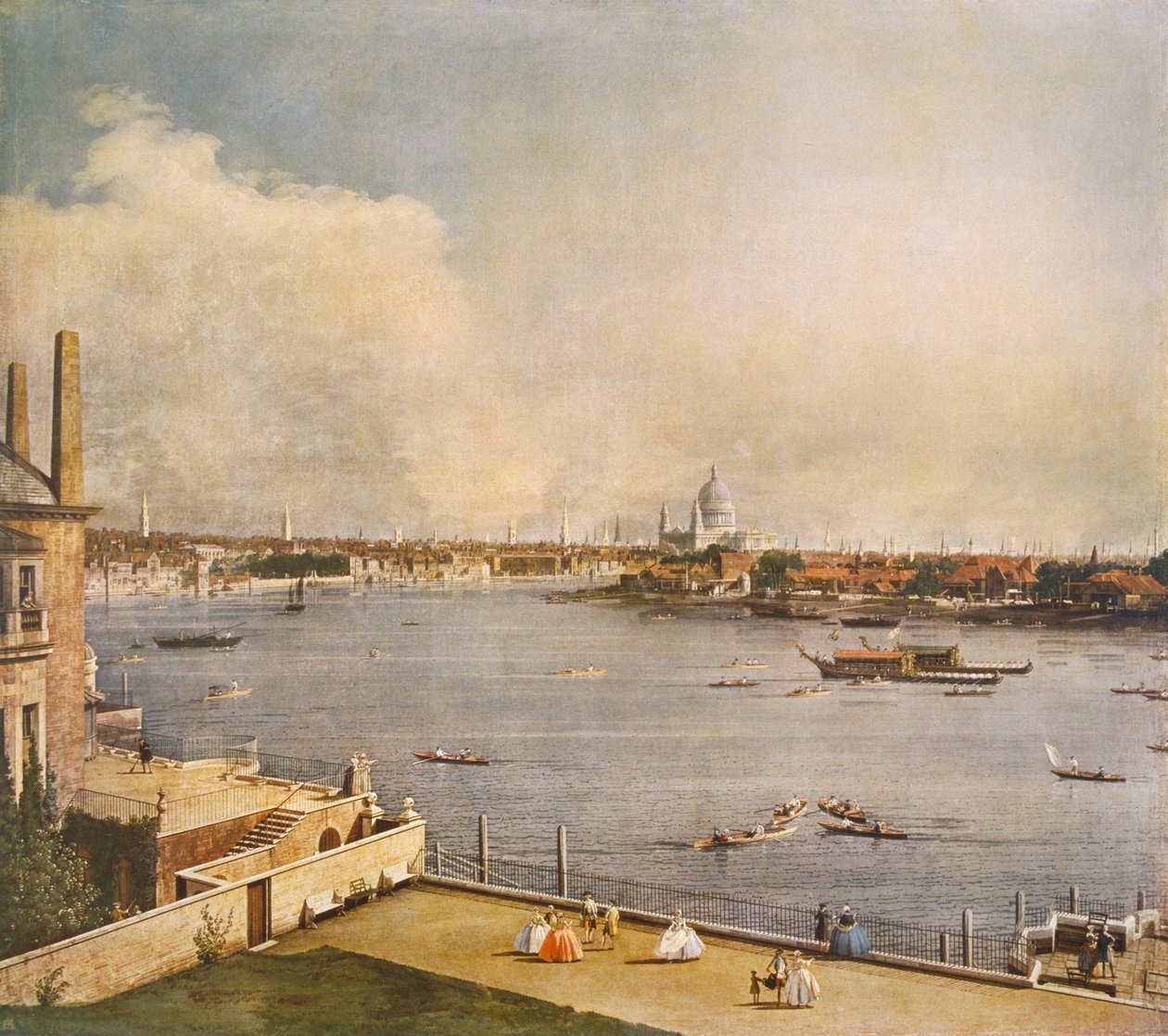 Themsen og London City fra Richmond House, Whitehall, Westminster, c1747 av Canaletto