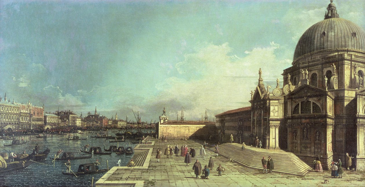 Inngangen til Canal Grande, Venezia med kirken Santa Maria della Salute av Giovanni Antonio Canal