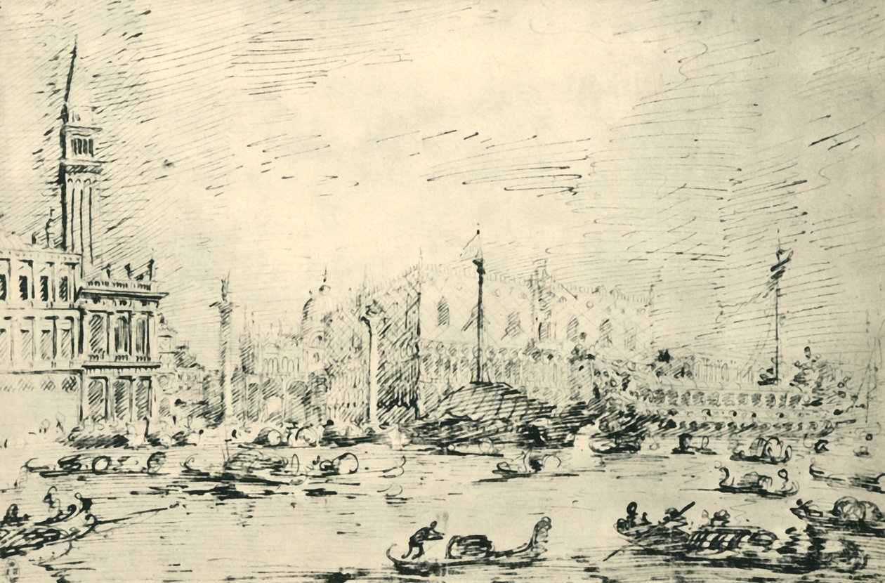 Venezia: Bacino di San Marco på Kristi Himmelfartsdag 1729, 1943. av Giovanni Antonio Canal