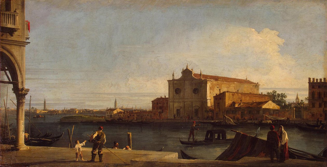 Utsikt over kirken San Giovanni dei Battuti på øya Murano, mellom 1725 og 1728. av Giovanni Antonio Canal