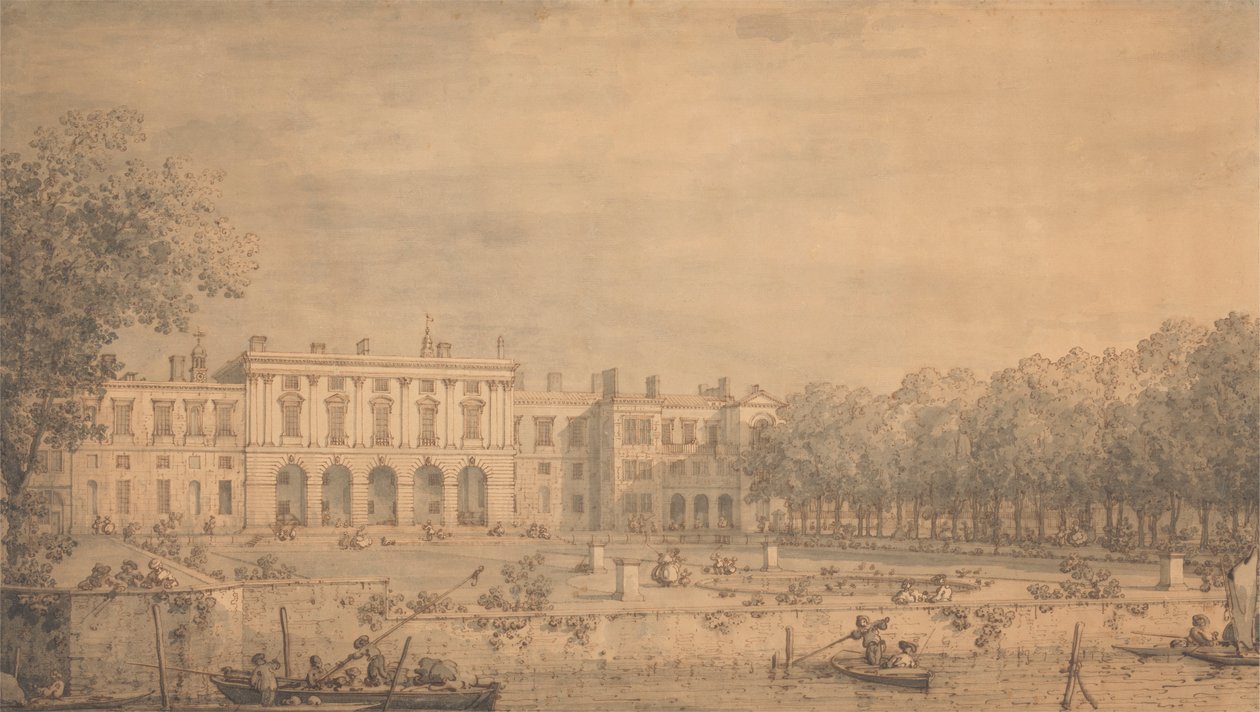 Utsikt over Old Somerset House fra Themsen av Canaletto