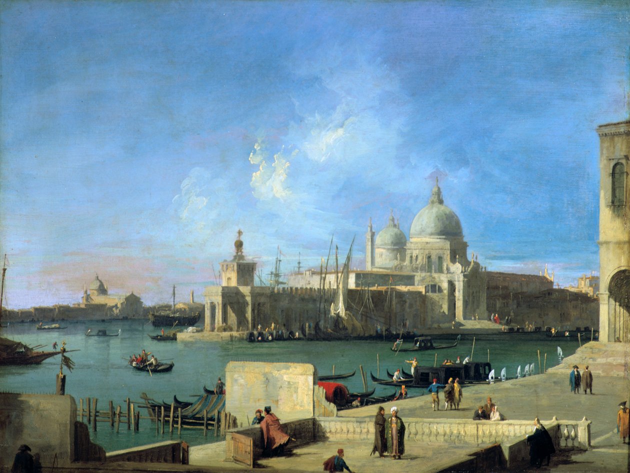 Utsikt over salutten fra inngangen til Canal Grande, Venezia, c1727-1728 av Giovanni Antonio Canal