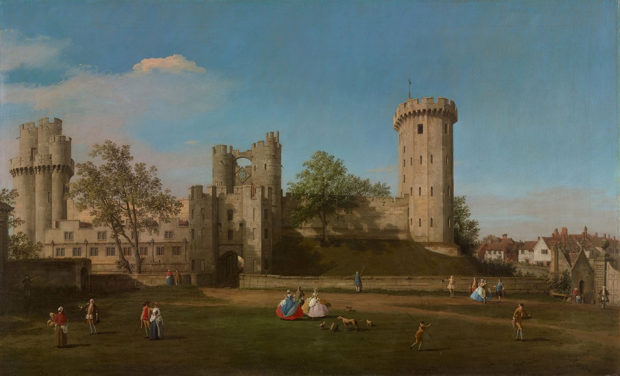 Warwick Castle, East Front fra Outer Court, 1752. av Canaletto