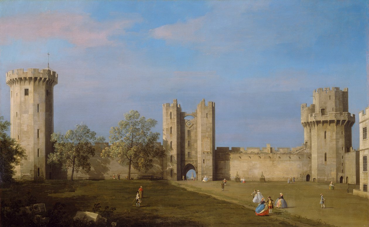 Warwick Castle, East Front fra Outer Court, 1752 av Giovanni Antonio Canal