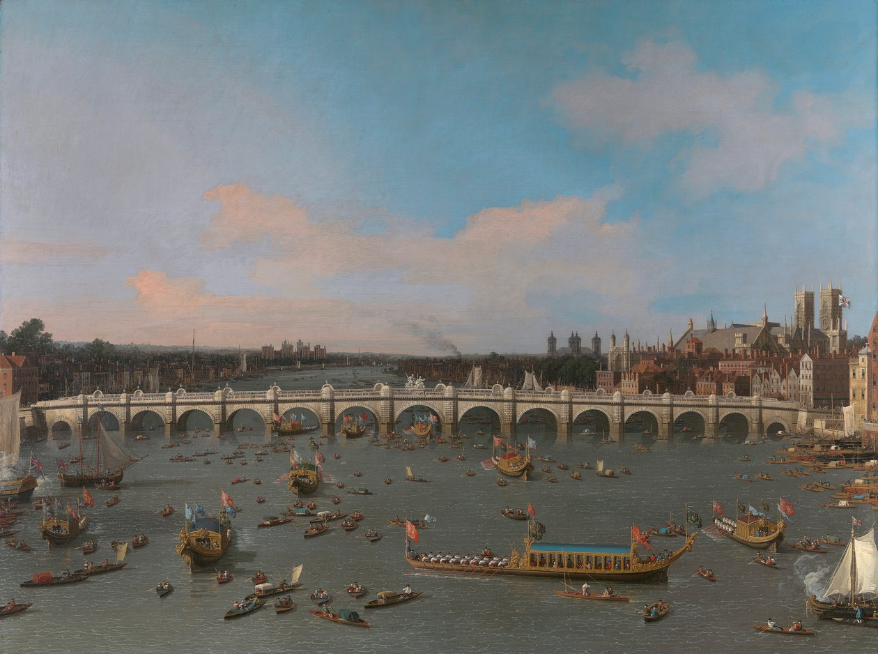 Westminster Bridge, med Lord Mayor's Procession på Themsen av Canaletto