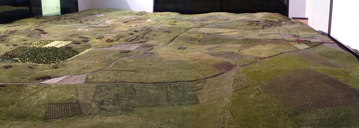 Diorama fra slaget ved Waterloo som viser tropper plassert kl. 19.45 den 18. juni 1815 (blandet media) (detaljer) av Capt. William Siborne