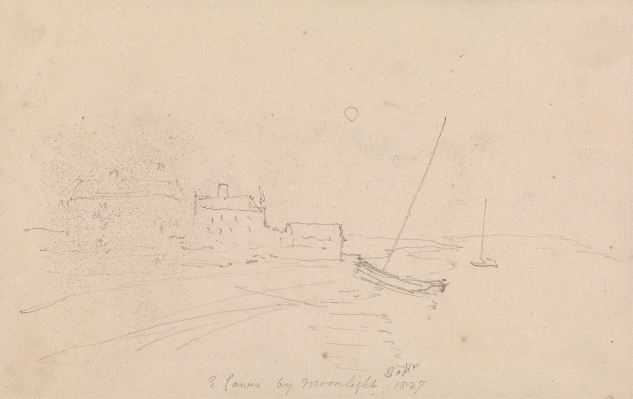 East Cowes av Moonlight, september 1827 av Capt. Thomas Hastings