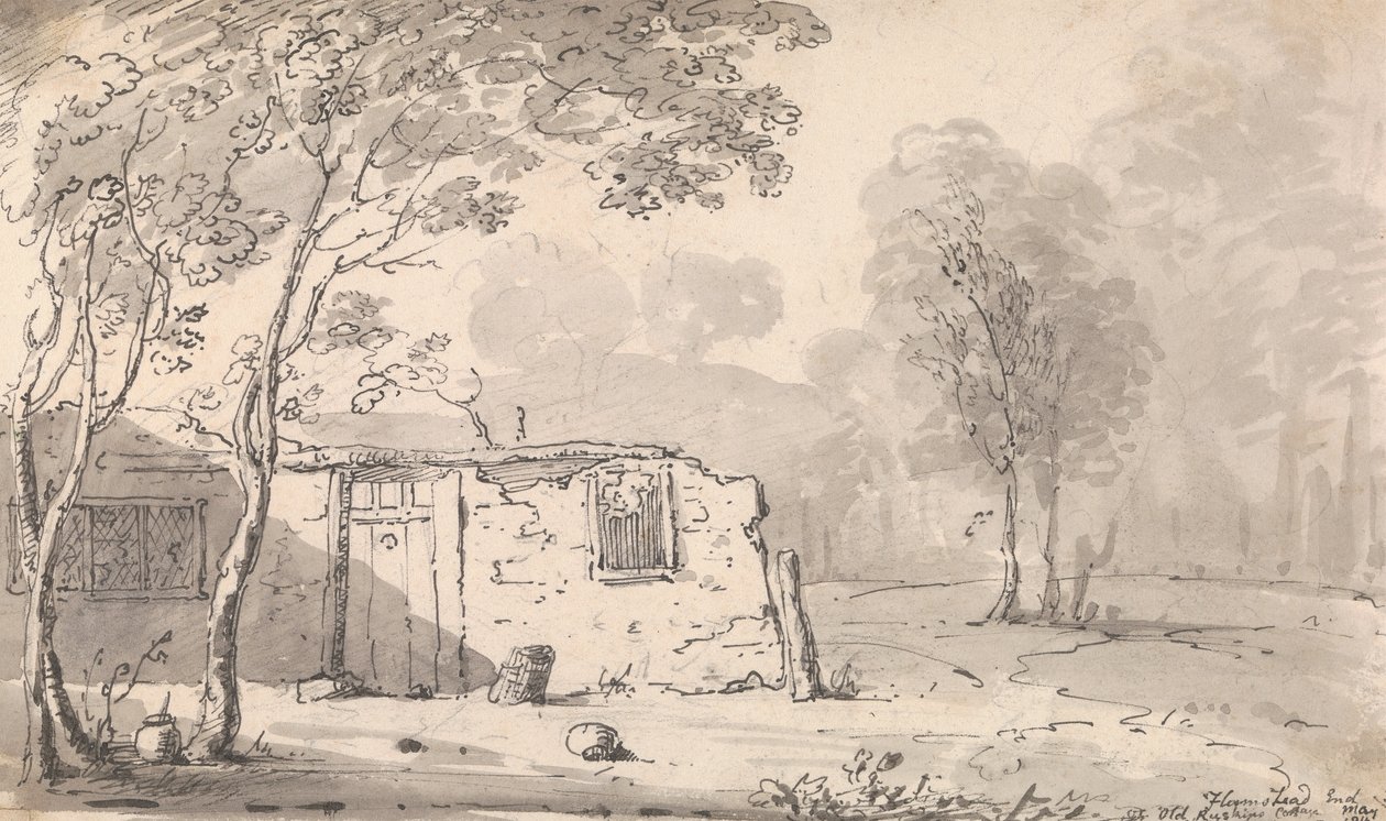 Flamstead End, Old Ruskin's Cottage nær Cheshunt, mai 1814 av Capt. Thomas Hastings