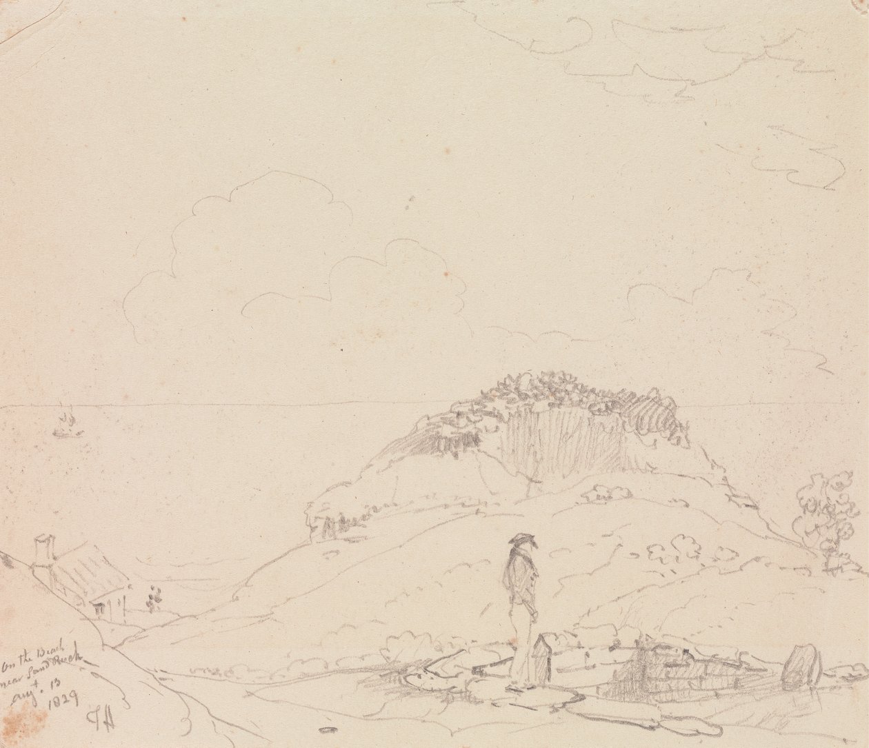 På stranden nær Sandrock, 13. august 1829 av Capt. Thomas Hastings