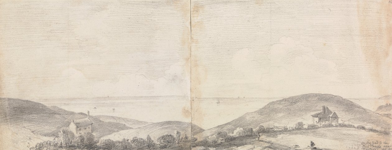 På veien til fiskedammene nær Hastings, april 1820 av Capt. Thomas Hastings