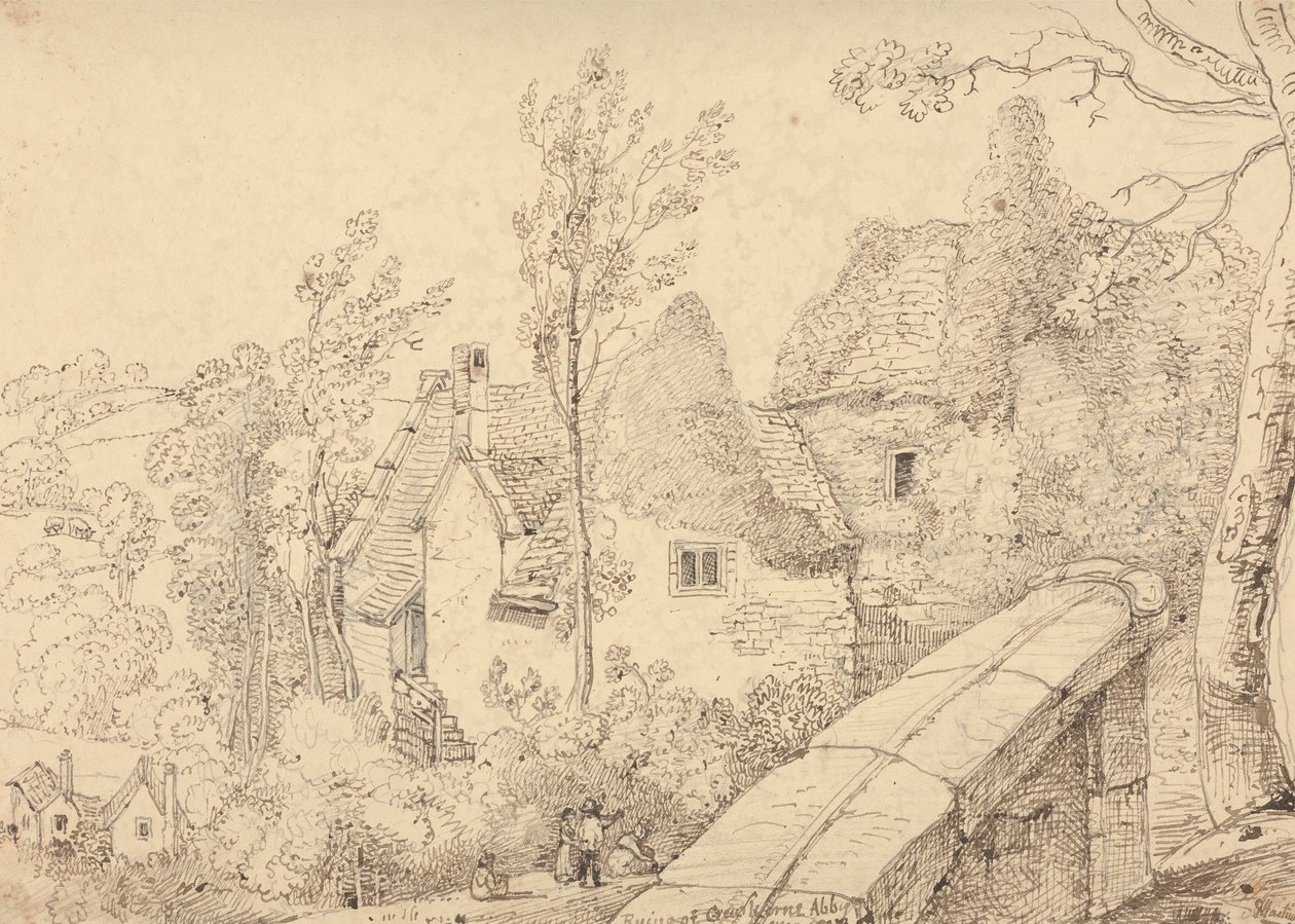 Ruinene av Crewkerne Abbey, mai 1833 av Capt. Thomas Hastings