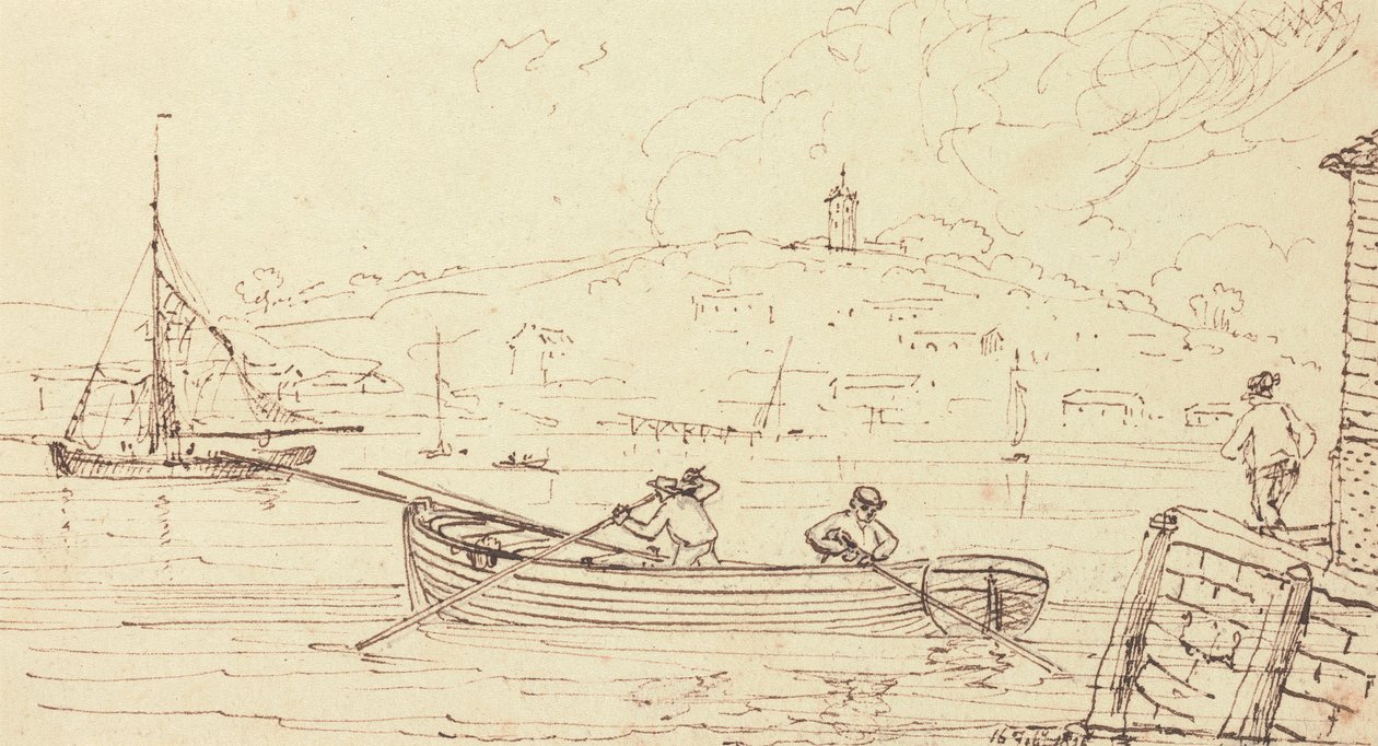 Skisse av båtmenn, West Cowes, 16. februar 1826 av Capt. Thomas Hastings