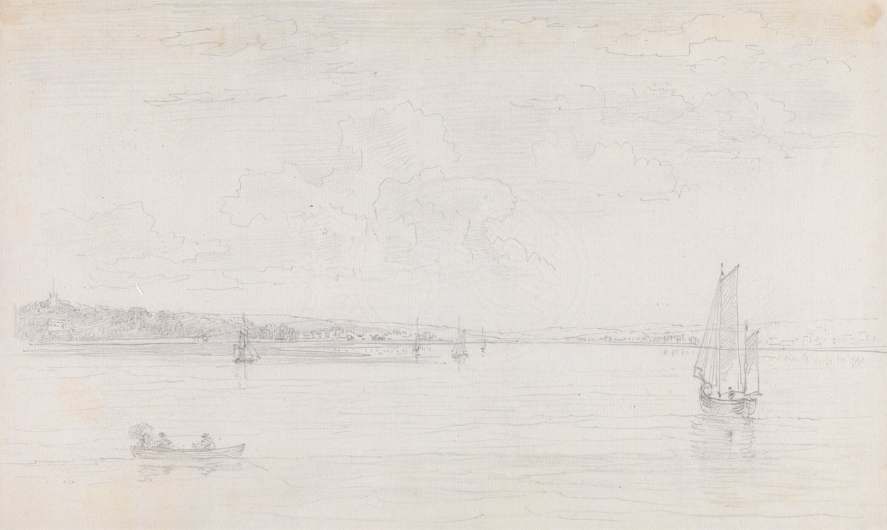 Skisse av Cowes, Isle of Wight, fra Solent av Capt. Thomas Hastings