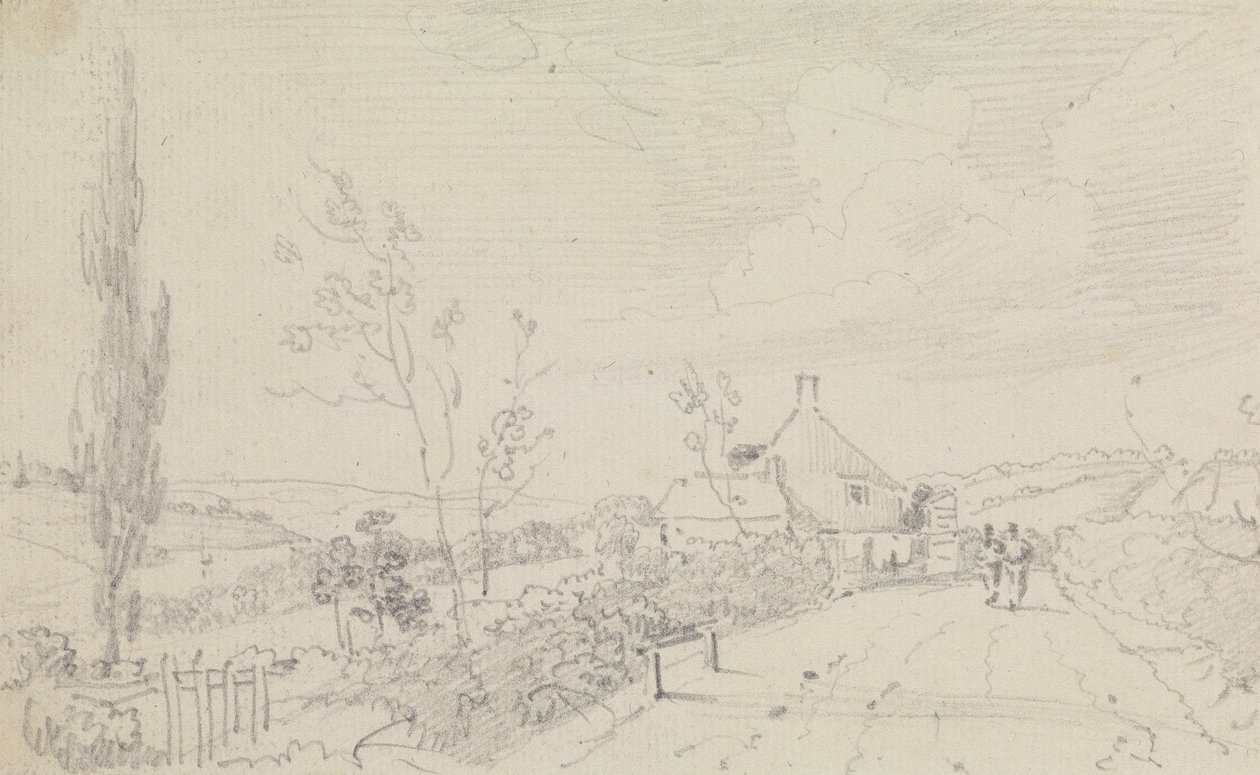 Skisse av en landevei og hytte av Capt. Thomas Hastings