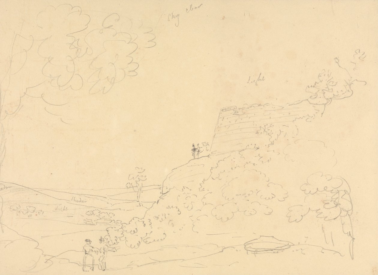 Skisse av en Hillside Bastion, Isle of Wight av Capt. Thomas Hastings