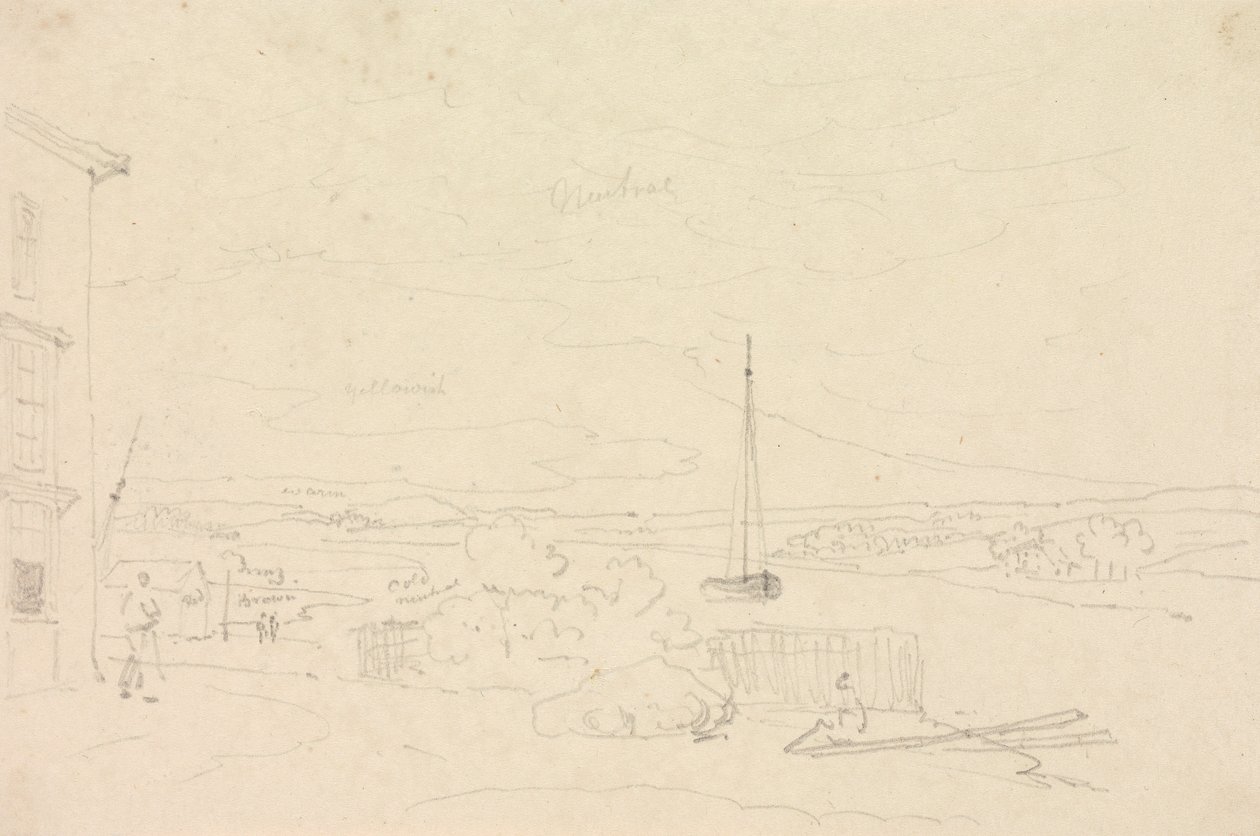 Skisse av et elvelandskap, Isle of Wight av Capt. Thomas Hastings