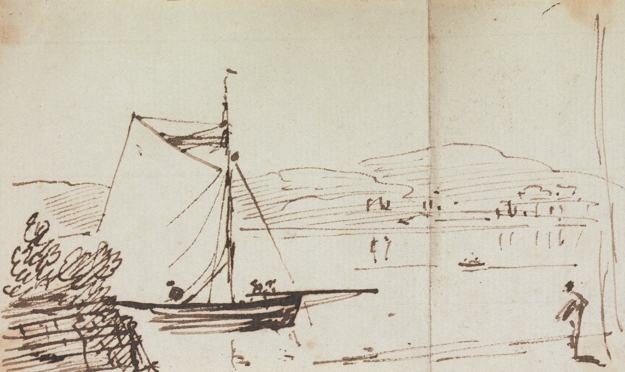 Skisse av en seilbåt av Capt. Thomas Hastings