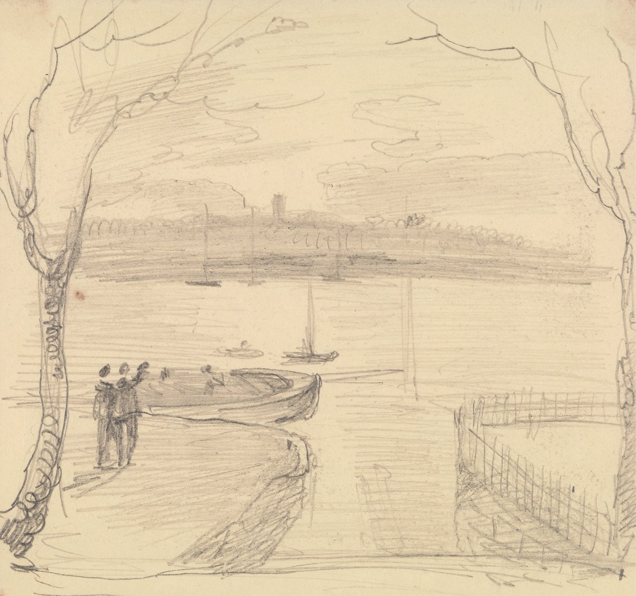 Skissert utsikt fra East Cowes, West Cowes i det fjerne av Capt. Thomas Hastings