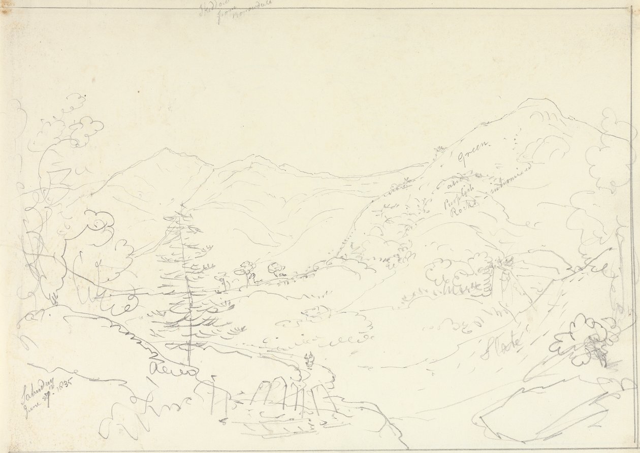 Skiddaw fra Borrowdale, lørdag 27. juni 1835 av Capt. Thomas Hastings