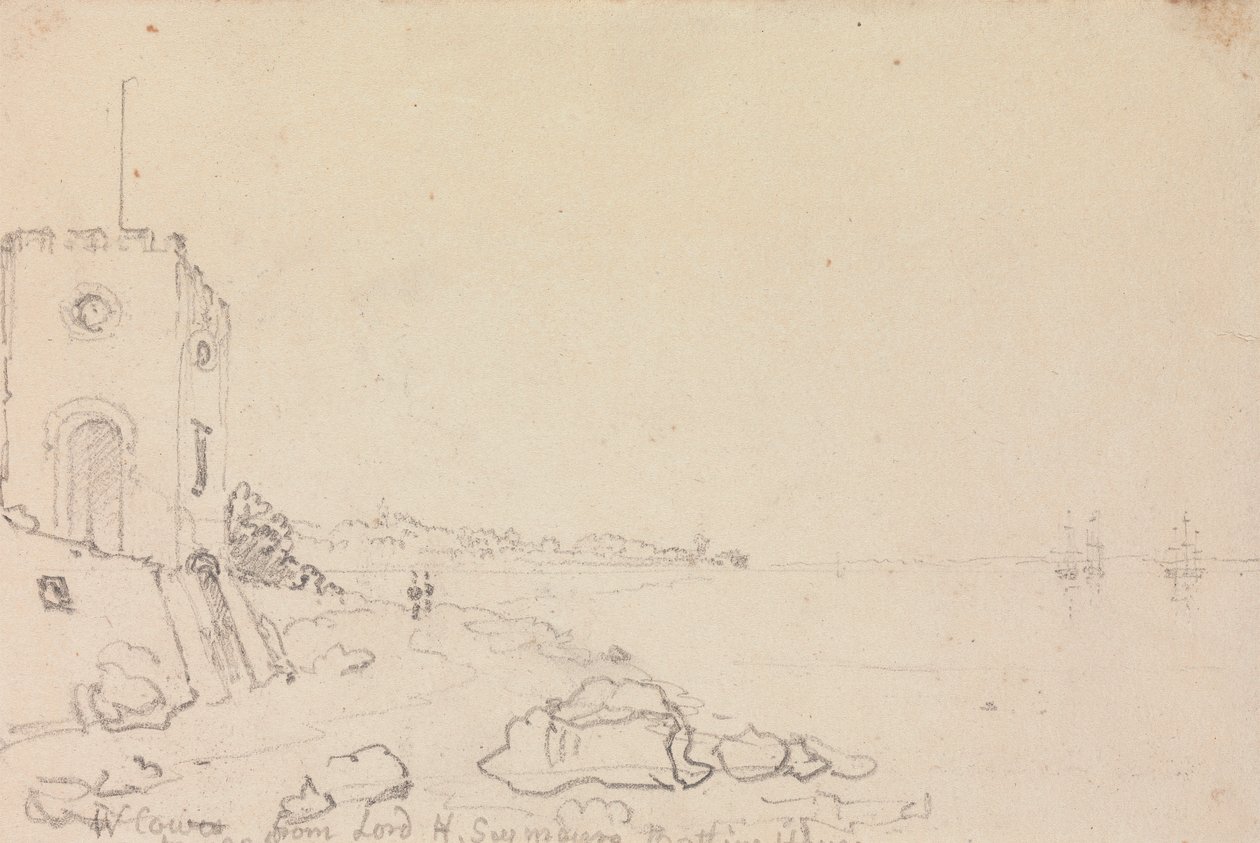 West Cowes fra Lord Henry Seymours badehus, oktober 1825 av Capt. Thomas Hastings