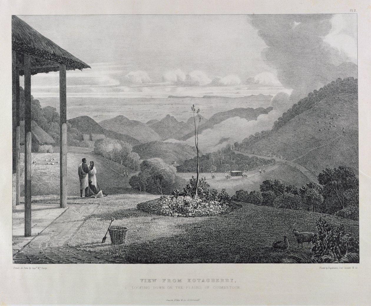 Utsikt fra Kotagherry Looking Down the Plains of Coimbetoor, plate 2 fra 