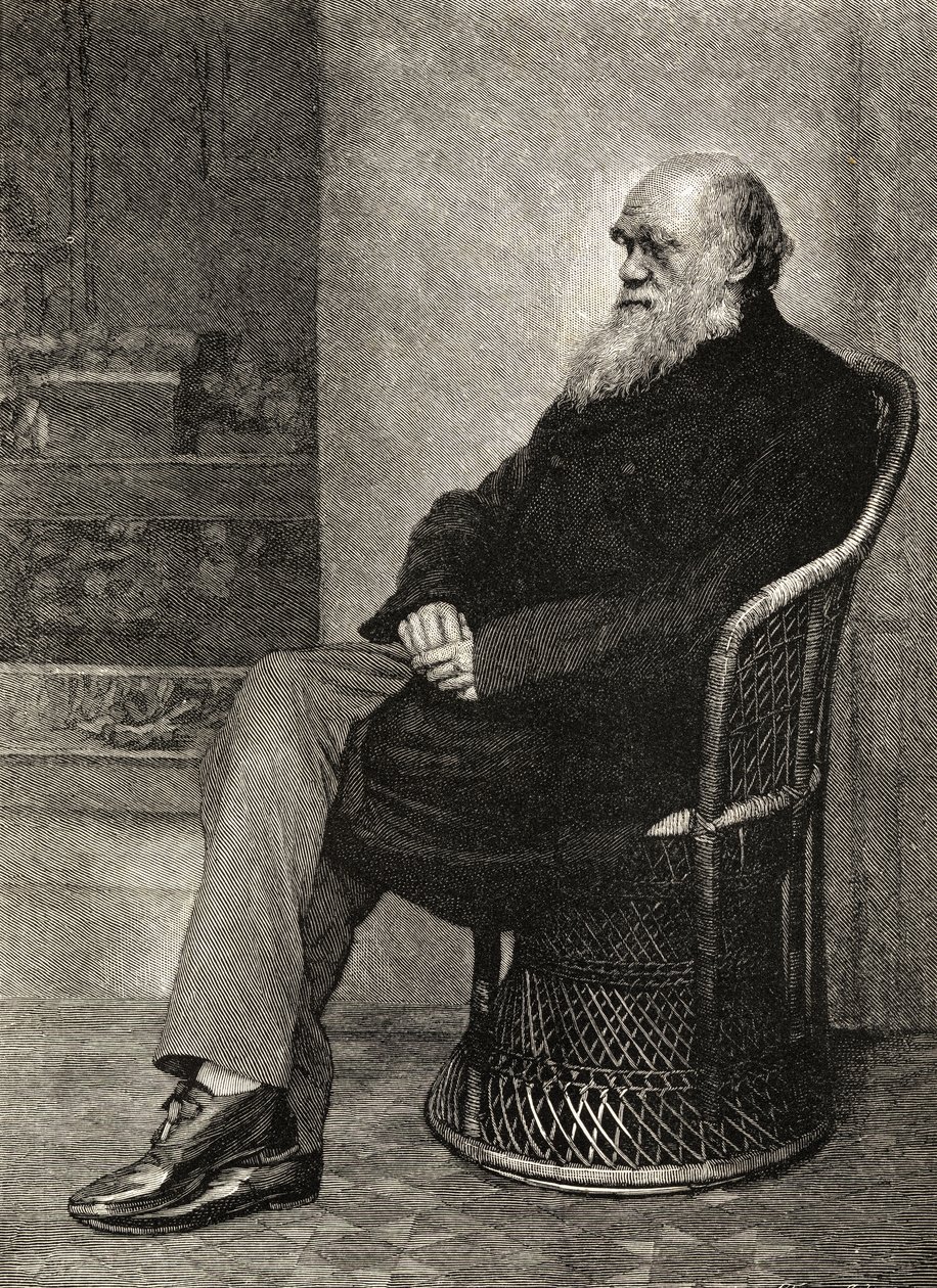 Charles Darwin, illustrasjon fra 'The Life and Letters of Charles Darwin', bind II, utgitt i 1887 av Captain L. Darwin