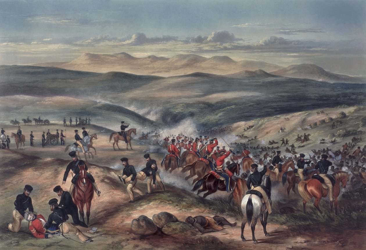 Slaget ved Gwanga, Kapp det gode håp, 8. juni 1846 (fargeakvatint) av Captain Carey