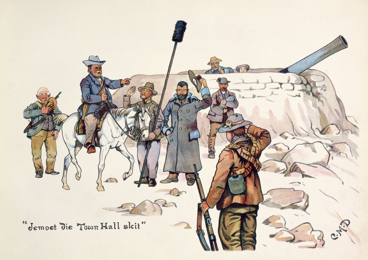 Jemoet die Town Hall-skit, fra The Leaguer of Ladysmith, 1900 av Captain Clive Dixon