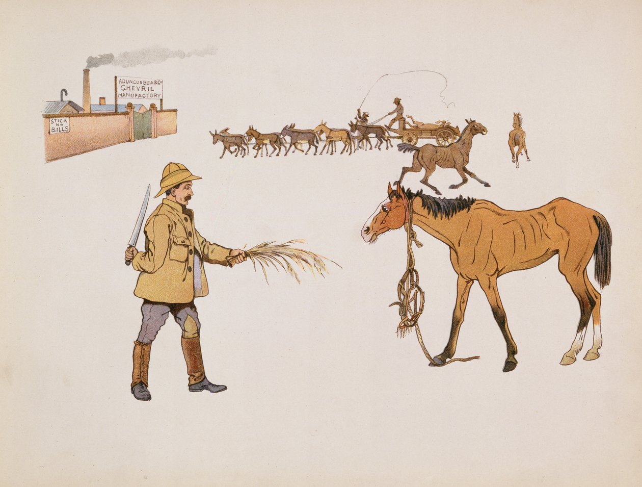 Avsted til Chevril Factory, fra The Leaguer of Ladysmith, 1900 av Captain Clive Dixon