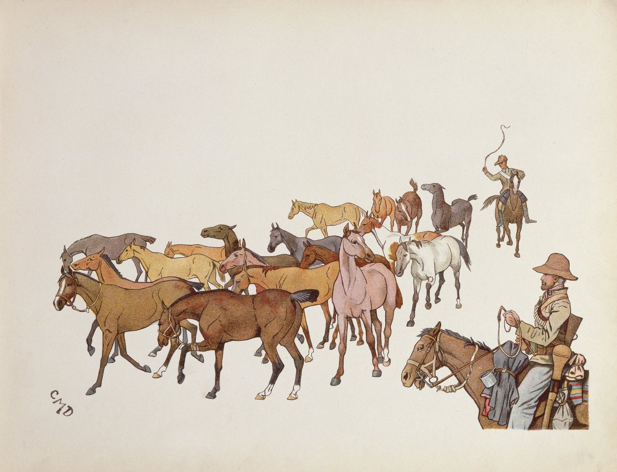 The Volunteers Ponies, fra The Leaguer of Ladysmith, 1900 av Captain Clive Dixon