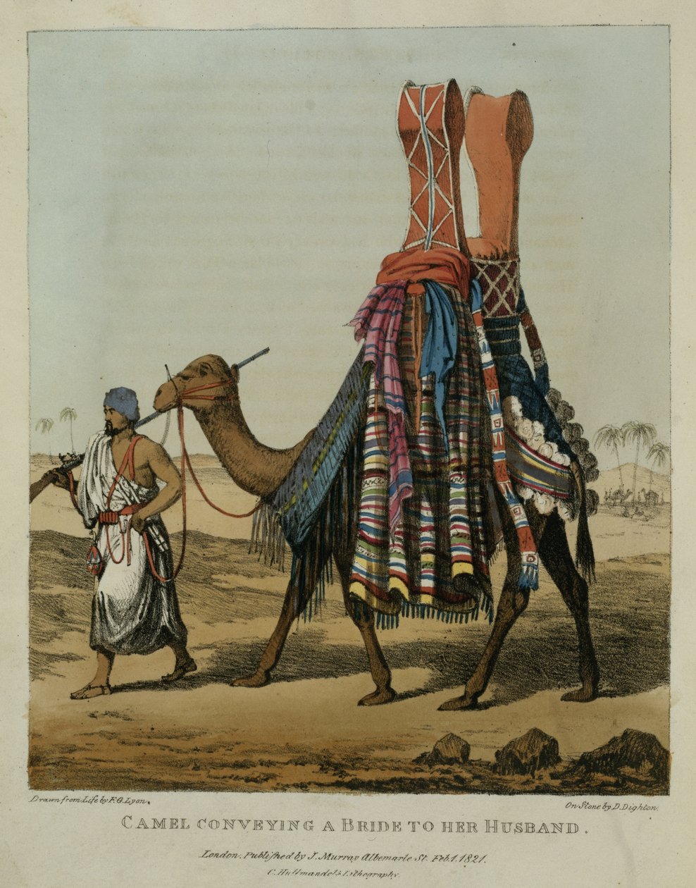 Camel Conveying a Bride to her Mann, gravert av Denis Dighton (1792-1827) plate 16 fra 