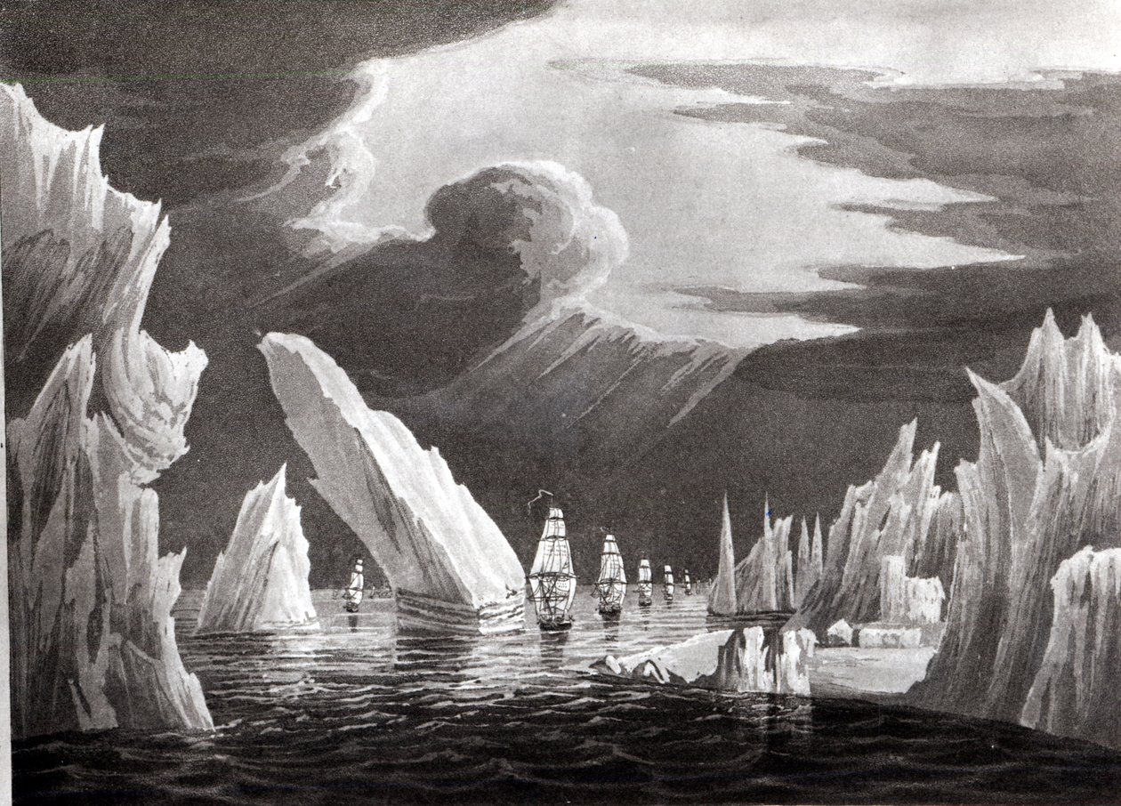 Passage through the Ice, 16. juni 1818 gravert av D. Havell (bw-bilde) av Captain N. Rofs